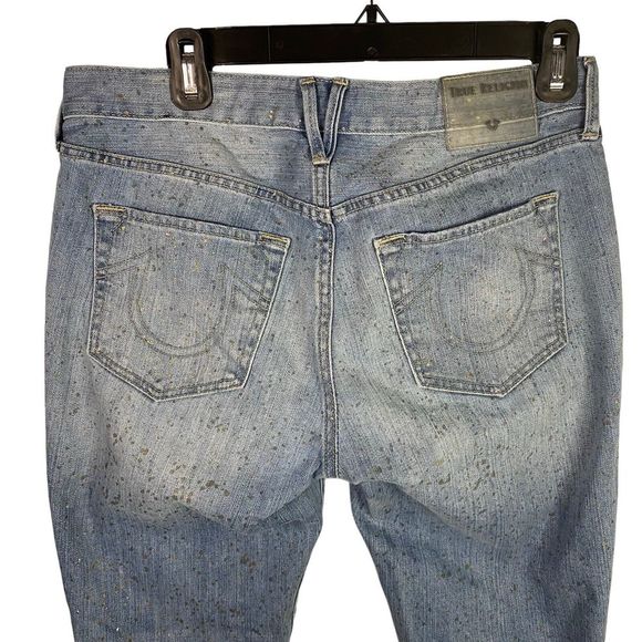 True Religion Jeans Women's Cameron Slim Boyfriend Rare Gold Fleck Mid‎ Rise 27 - Picture 1 of 16